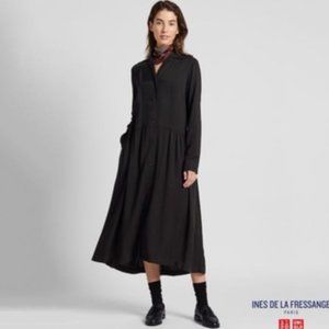 Uniqlo Ines de la Fressange rayon printed long sleeve dress size M - NWT